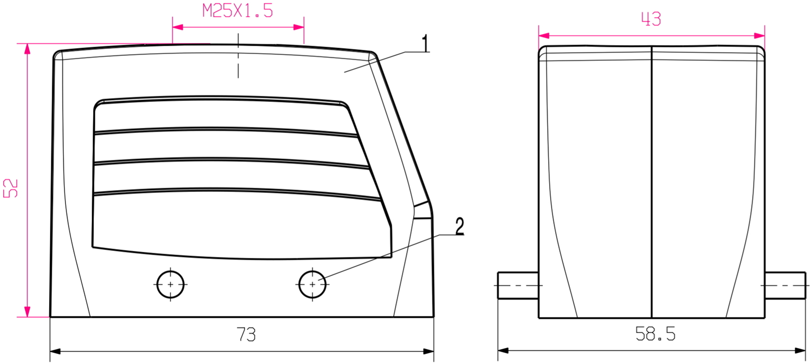 כיסוי למחבר תעשייתי WEIDMULLER HE HDC 10B TOBU 1M25G